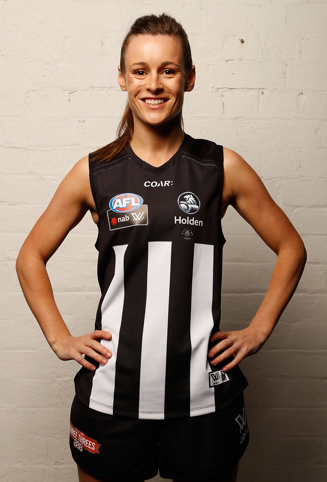 AFL 2016 Media - AFL Womens Apparel Launch MELBOURNE, AUSTRALIA - NOVEMBER 10: Alicia Eva of Collingwood poses during the AFL Womens Apparel Launch at Kensington Collective in Melbourne, Australia on November 10, 2016. (Photo by Adam Trafford/AFL Media)